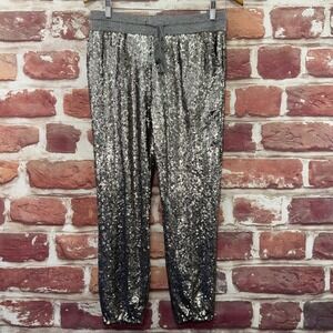 Evenuel Pants Women's M Gray Silver Sequin Sparkly Casual Sweatpants Joggers